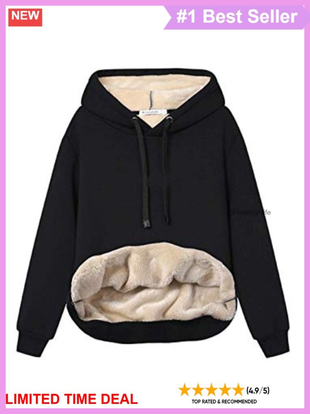 Womens Sherpa Fleece Lined Pullover Hoodie Warm Winter Sweatshirt